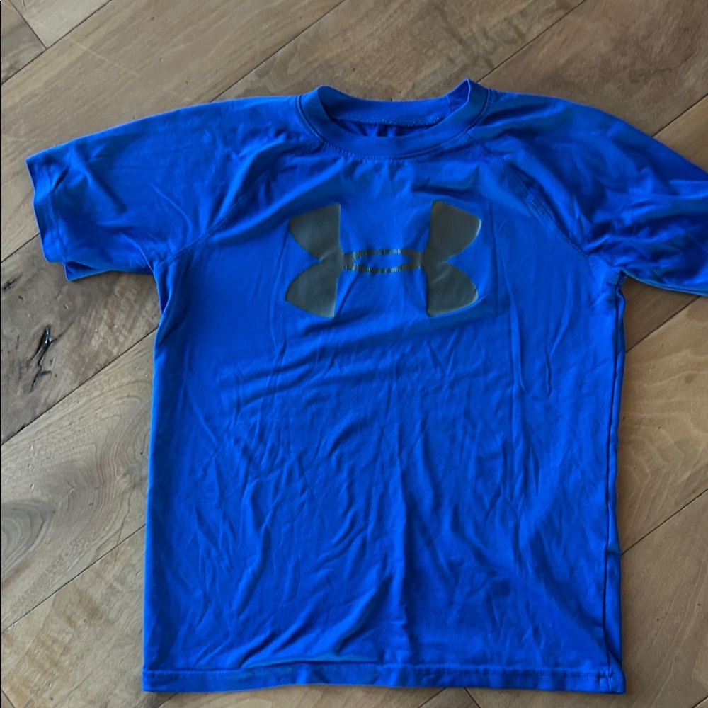 Boys Under Armour Royal Blue Tee with Dark Grey Logo, size M